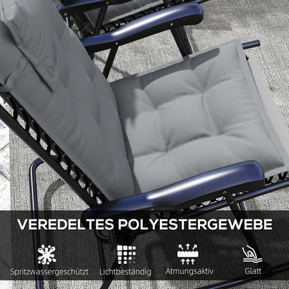 2-Pack Cushion for Sun Lounger Waterproof Cushion for Garden Lounger Padding for Beach Lounger Sun Lounger Pillow Cushion for Garden Furniture Cushion 50x116x5 cm, Light Gray