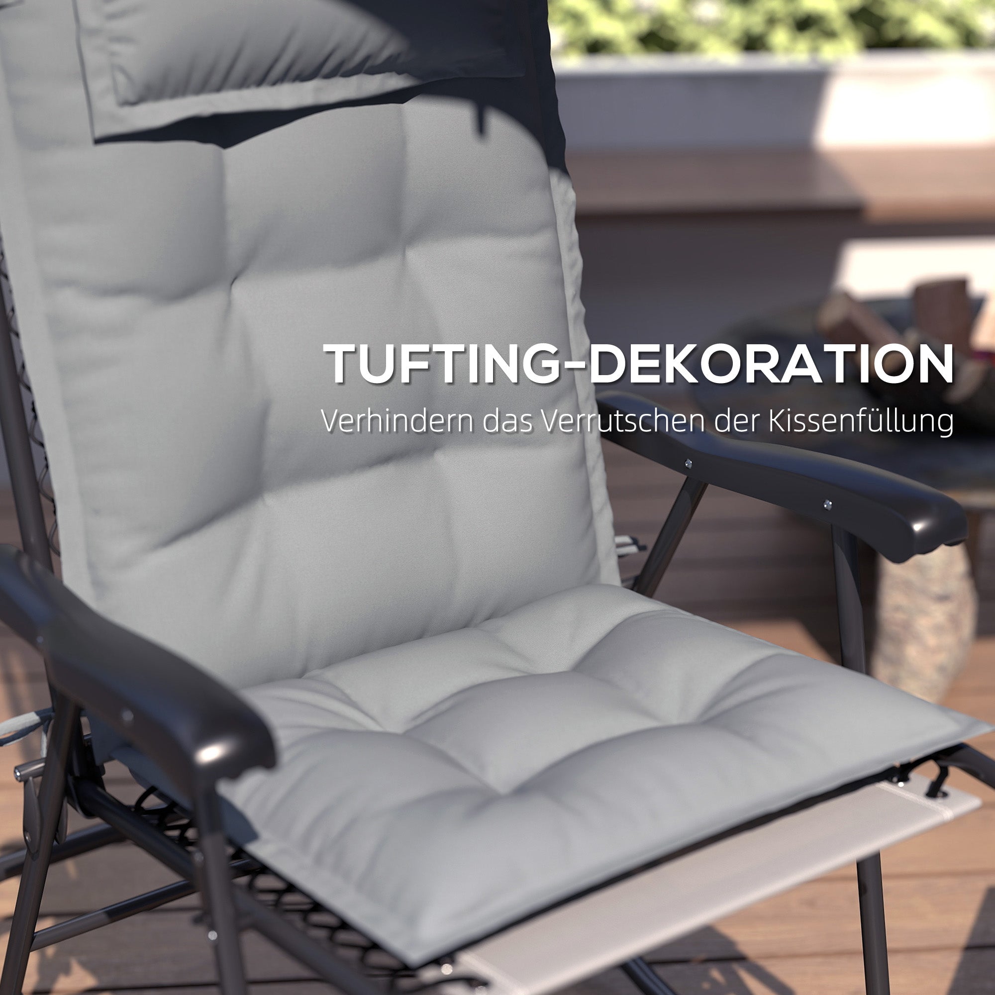 2-Pack Cushion for Sun Lounger Waterproof Cushion for Garden Lounger Padding for Beach Lounger Sun Lounger Pillow Cushion for Garden Furniture Cushion 50x116x5 cm, Light Gray