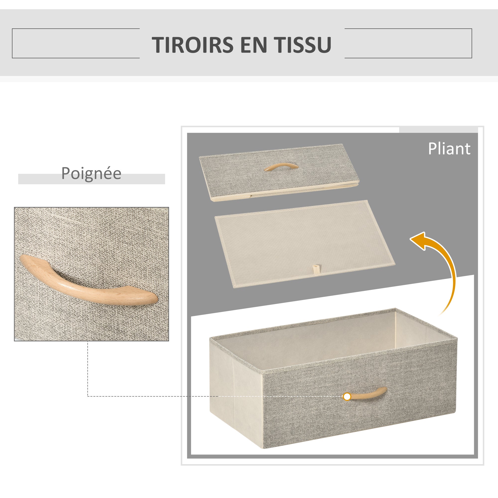 Bedroom Dresser Storage Cabinet 4 Fabric Foldable and Removable Drawers with Open Shelves and Metal Frame, Chest of Drawers for Living Room, Bedroom, Entryway, Light Gray