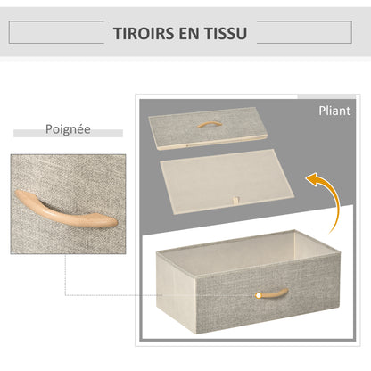 Bedroom Dresser Storage Cabinet 4 Fabric Foldable and Removable Drawers with Open Shelves and Metal Frame, Chest of Drawers for Living Room, Bedroom, Entryway, Light Gray