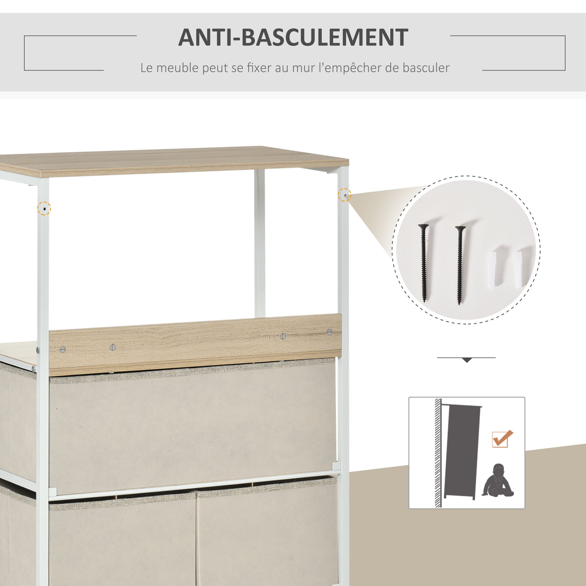 Bedroom Dresser Storage Cabinet 4 Fabric Foldable and Removable Drawers with Open Shelves and Metal Frame, Chest of Drawers for Living Room, Bedroom, Entryway, Light Gray