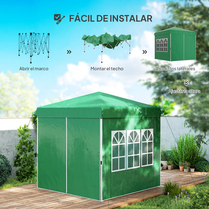 Pop-up Folding Gazebo 2.5x2.5 m Foldable Canopy with 4 Anti-UV Side Walls and Carrying Bag for Camping Parties Dark Green