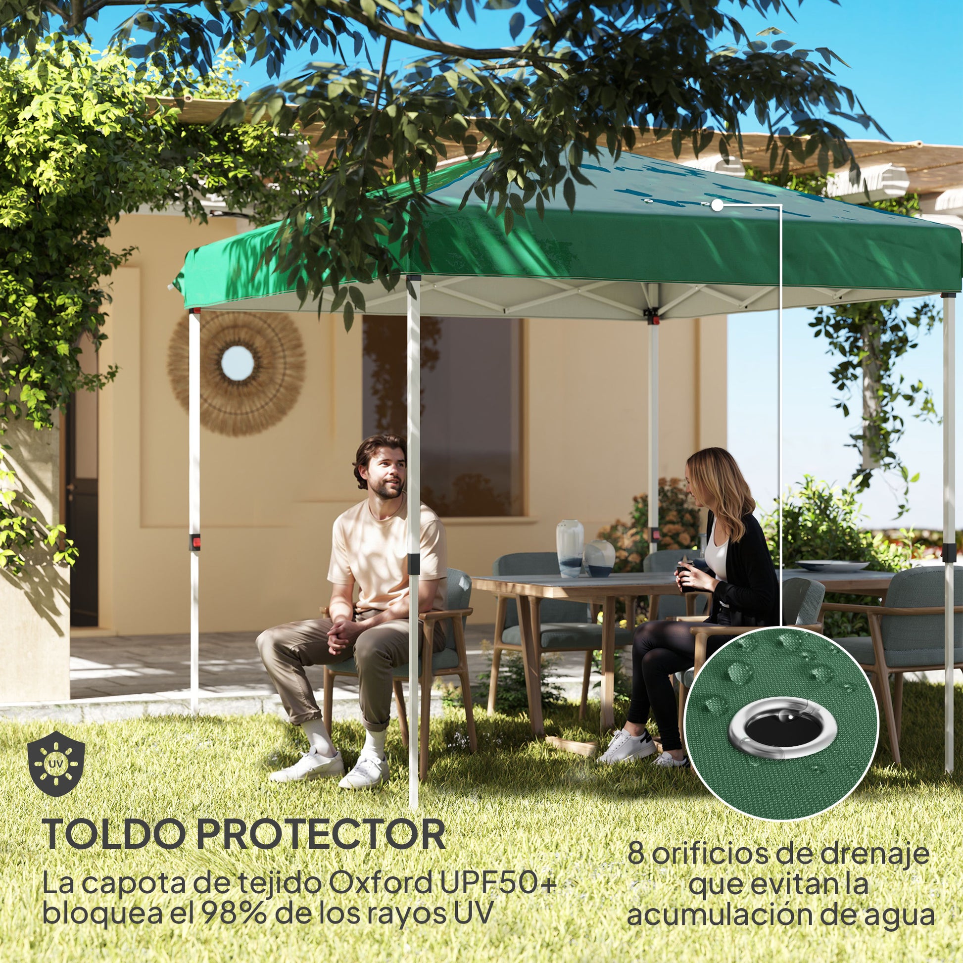Pop-up Folding Gazebo 2.5x2.5 m Foldable Canopy with 4 Anti-UV Side Walls and Carrying Bag for Camping Parties Dark Green