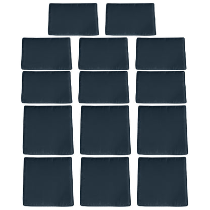 Set of 14 Replacement Covers Garden Lounge Cushions - 6 Seat Cushion Covers, 8 Back Cushion Covers - Zippered Water-Repellent Polyester Blue