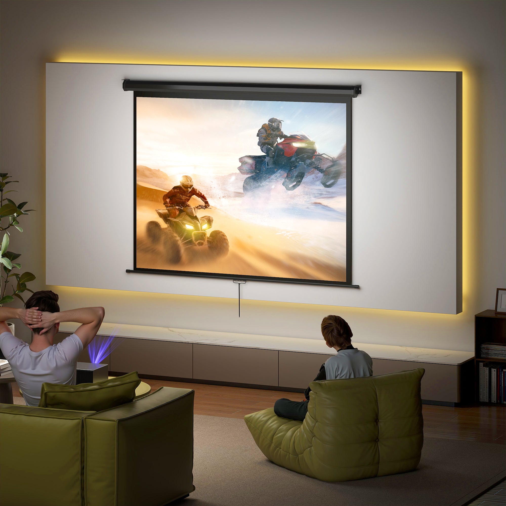 84-inch Projection Screen, Projector Screen, Home Cinema, 4:3 4K HD, Wall or Ceiling Mount, 181 x 8 x 138 cm, Black