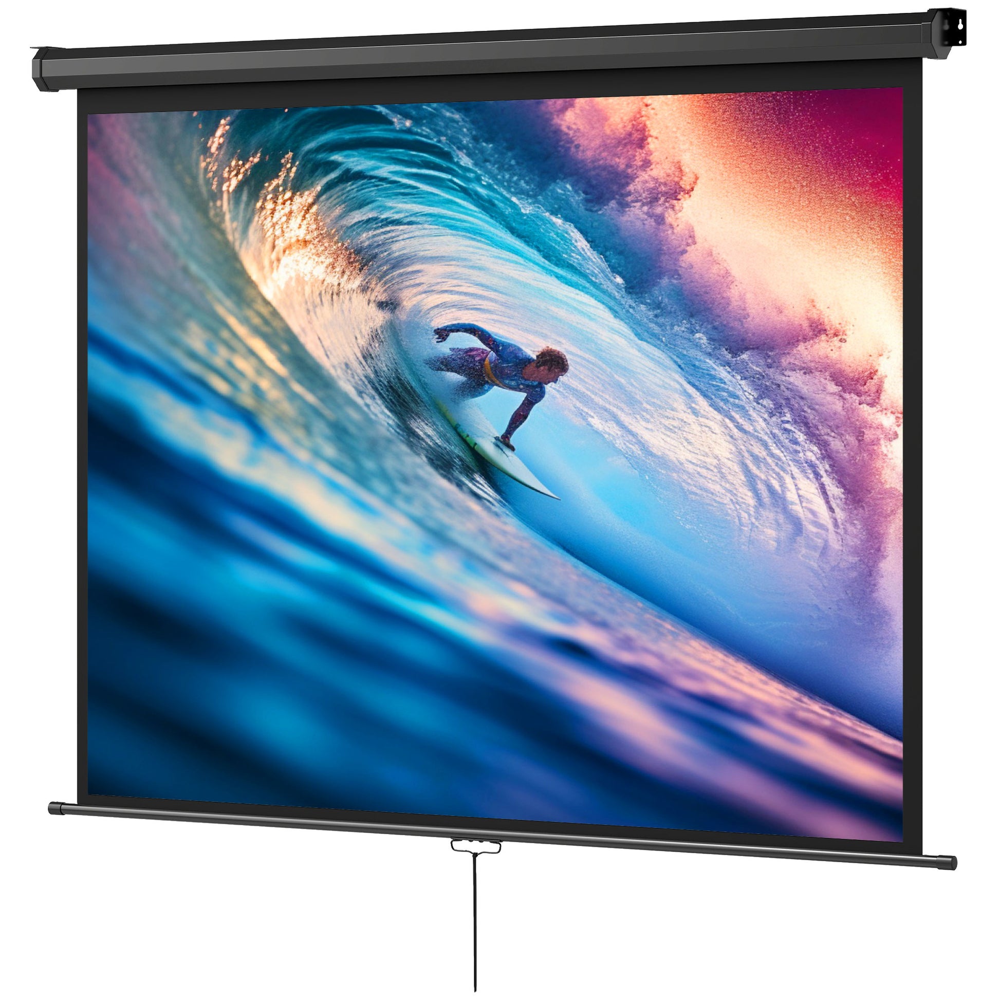 84-inch Projection Screen, Projector Screen, Home Cinema, 4:3 4K HD, Wall or Ceiling Mount, 181 x 8 x 138 cm, Black