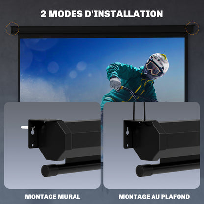 84-inch Projection Screen, Projector Screen, Home Cinema, 4:3 4K HD, Wall or Ceiling Mount, 181 x 8 x 138 cm, Black