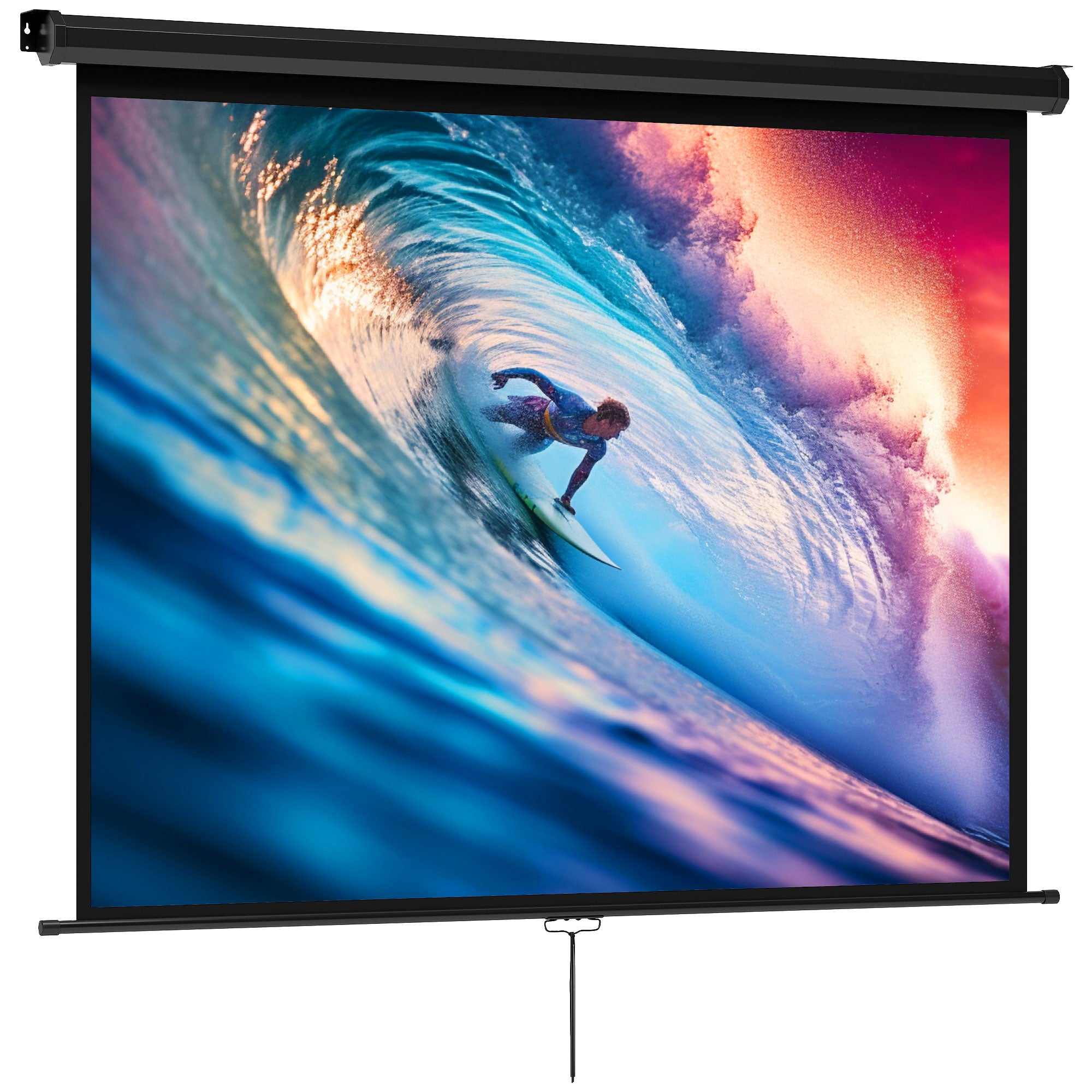 84-inch Projection Screen, Projector Screen, Home Cinema, 4:3 4K HD, Wall or Ceiling Mount, 181 x 8 x 138 cm, Black