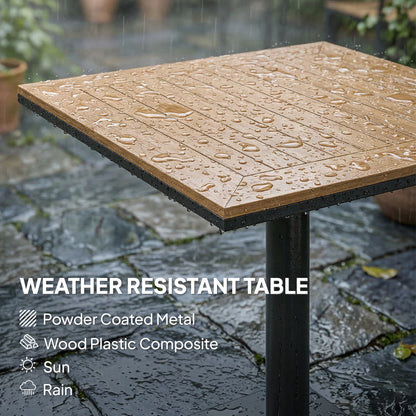 Square Balcony Table 70 x 70 cm (27.6 x 27.6 in) — 74 cm (29.1 in) High, Wood-Look WPC Top & Metal Frame, 30 kg (66 lb) Capacity — Natural Wood