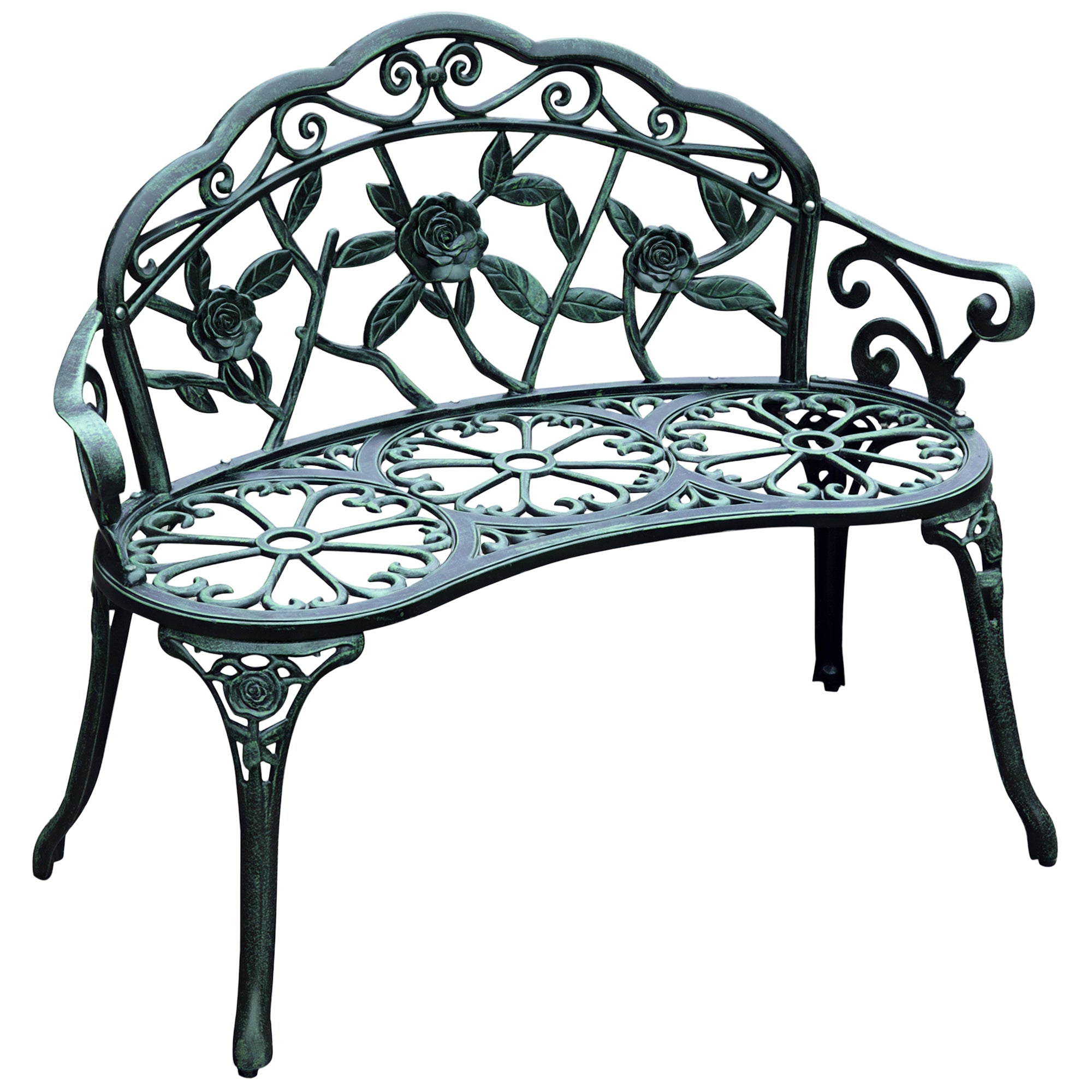 2-Seater Garden Bench Sturdy Park Bench Seating with Backrest Bench 240kg Load Capacity Garden Furniture 100 x 54 x 78 cm Antique Green