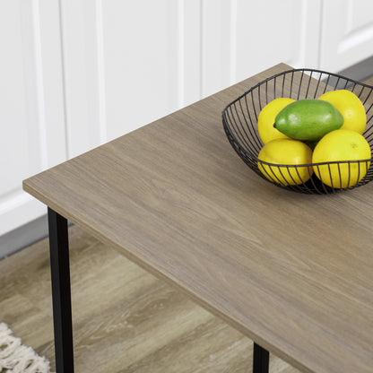 Bar Table with Storage Bistro Table Central Island Foldable Side Tabletop and 3 Shelves - 120 x 76 x 91.4 cm