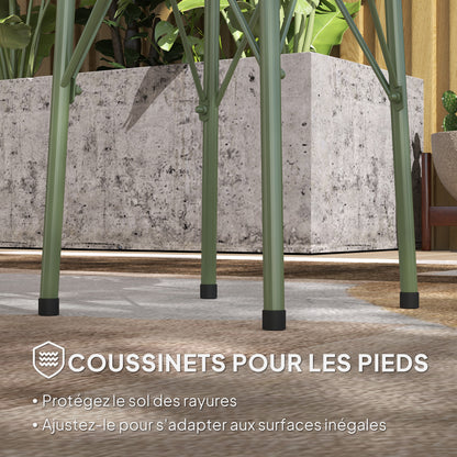 Small Round Side Table, Garden Table, with Flower and Leaf Pattern, for Patio, Living Room, Balcony made of Steel, Green