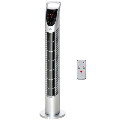 Silent 40 W column fan, tower fan for bedroom with 3 modes 3 speeds, remote control, 70° oscillation, timer and touch control, 78.5H cm silver
