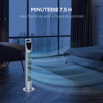 Silent 40 W column fan, tower fan for bedroom with 3 modes 3 speeds, remote control, 70° oscillation, timer and touch control, 78.5H cm silver