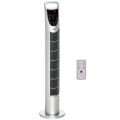 Silent 40 W column fan, tower fan for bedroom with 3 modes 3 speeds, remote control, 70° oscillation, timer and touch control, 78.5H cm silver