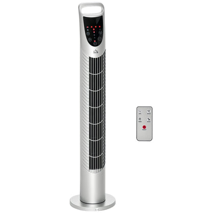Silent 40 W column fan, tower fan for bedroom with 3 modes 3 speeds, remote control, 70° oscillation, timer and touch control, 78.5H cm silver