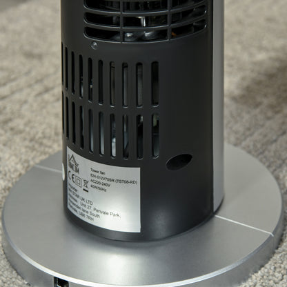 Silent 40 W column fan, tower fan for bedroom with 3 modes 3 speeds, remote control, 70° oscillation, timer and touch control, 78.5H cm silver