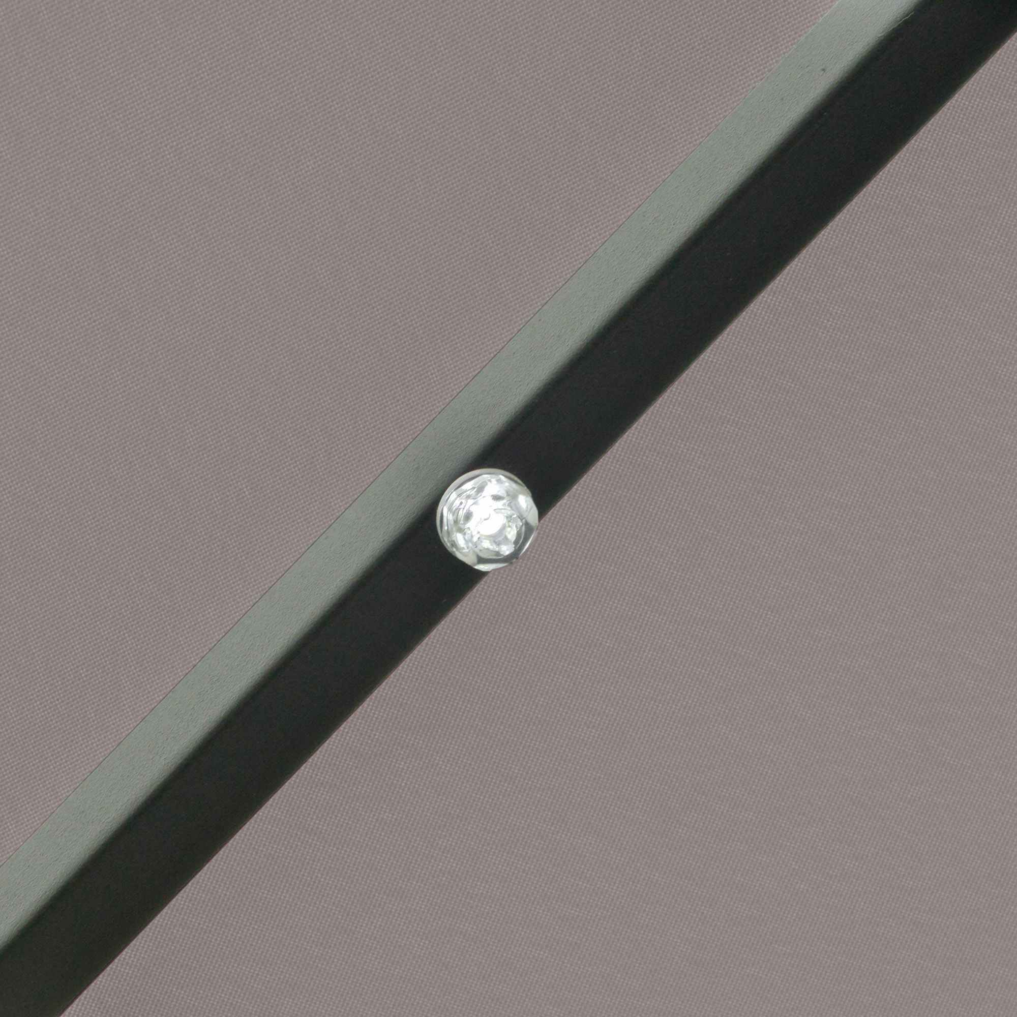 Terrace Exterior Umbrella Ø265 cm Garden Umbrella with 32 Solar LED Lights Steel Post and Crank Tilt Parasol for Gray Patio Terrace