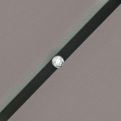 Terrace Exterior Umbrella Ø265 cm Garden Umbrella with 32 Solar LED Lights Steel Post and Crank Tilt Parasol for Gray Patio Terrace