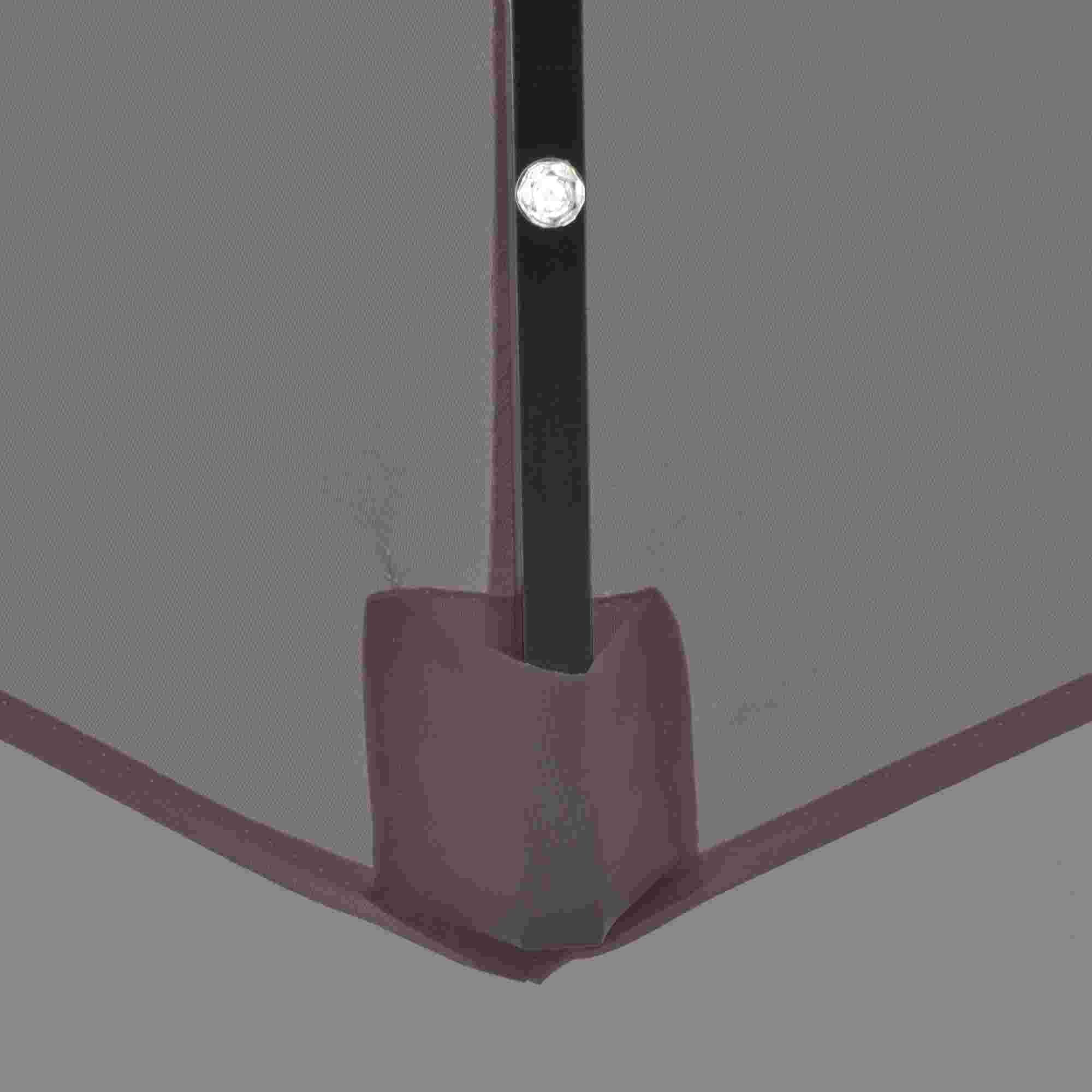 Terrace Exterior Umbrella Ø265 cm Garden Umbrella with 32 Solar LED Lights Steel Post and Crank Tilt Parasol for Gray Patio Terrace