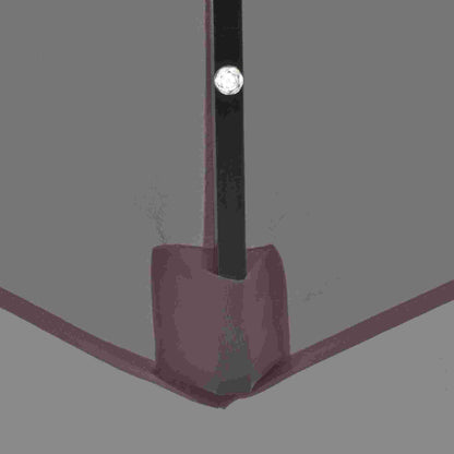 Terrace Exterior Umbrella Ø265 cm Garden Umbrella with 32 Solar LED Lights Steel Post and Crank Tilt Parasol for Gray Patio Terrace