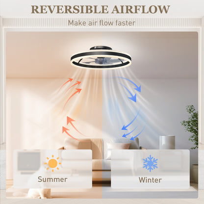45W LED Ceiling Fan with Light, Reversible DC Motor, Quiet Remote-Controlled, 6 Speeds, 3 Color Temps, Timer, Ø20 in, Black
