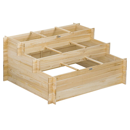 Raised Garden Bed Wood, Plant Bed Cold Frame Planter Box 117 x 100 x 54 cm for Garden Balcony Terrace, Plant Stairs for Flowers, Plants, Fruit, Vegetables