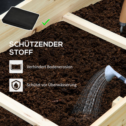 Raised Garden Bed Wood, Plant Bed Cold Frame Planter Box 117 x 100 x 54 cm for Garden Balcony Terrace, Plant Stairs for Flowers, Plants, Fruit, Vegetables