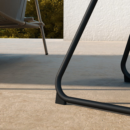 Adjustable Feet Outdoor Side Table Ø48x37 cm in Painted Metal, Black