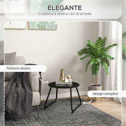 Adjustable Feet Outdoor Side Table Ø48x37 cm in Painted Metal, Black