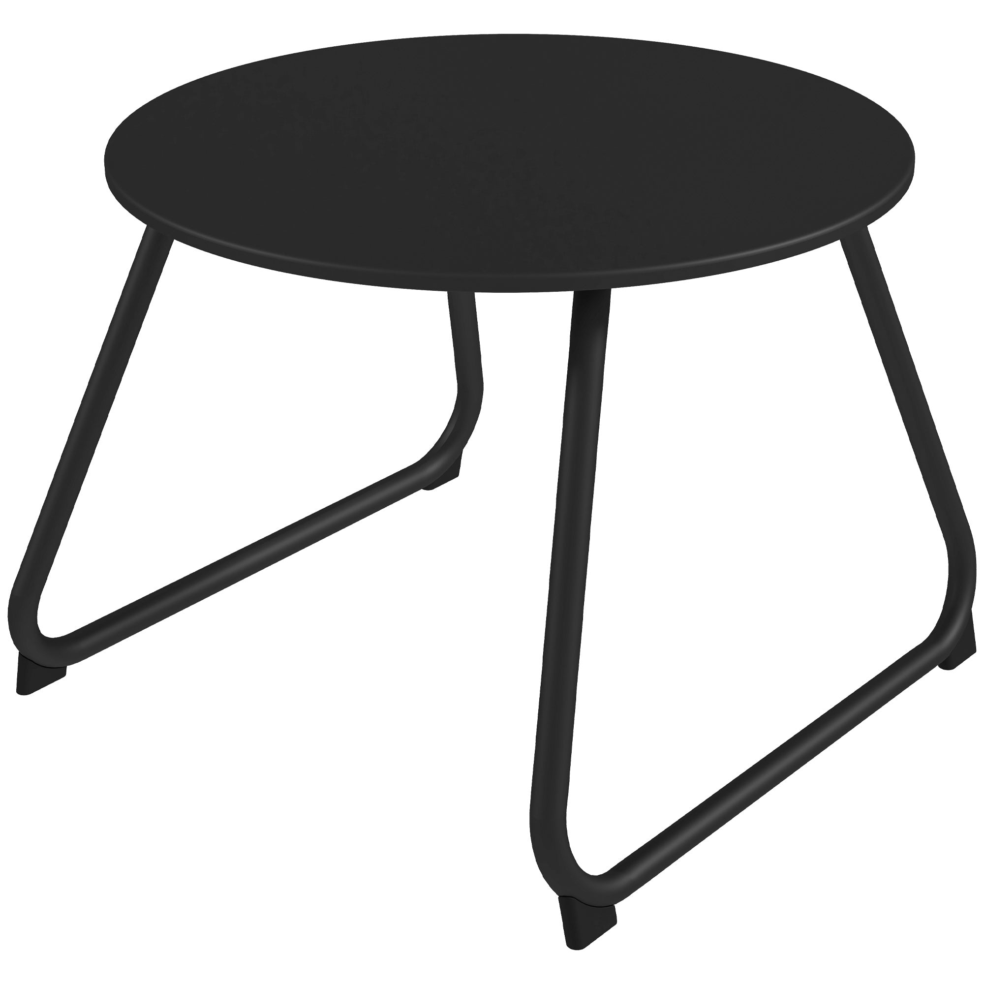 Adjustable Feet Outdoor Side Table Ø48x37 cm in Painted Metal, Black