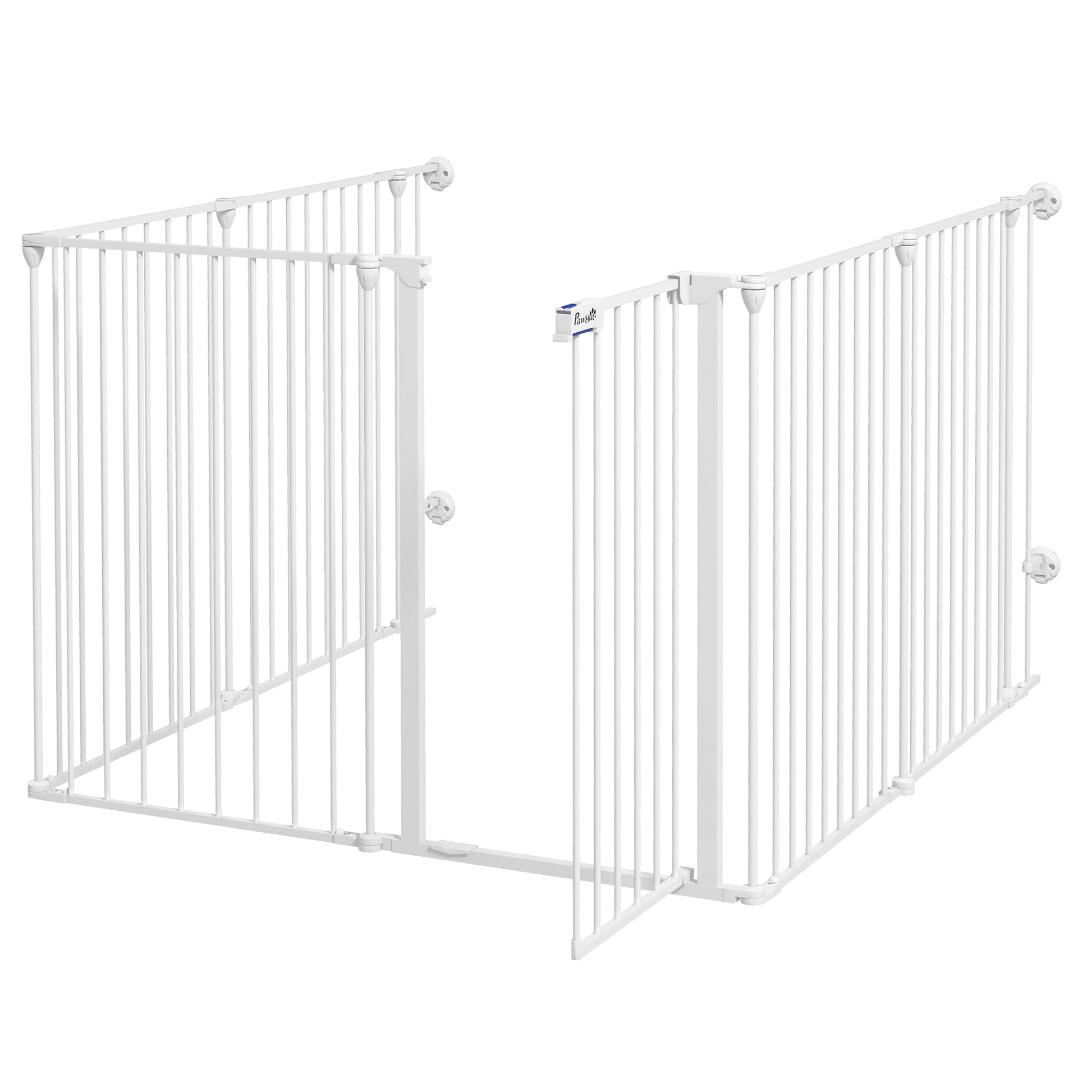 Foldable Puppy Playpen, 90 cm High, Dog Barrier, Barrier with 6 Panels, Freestanding Fireplace Guard, Enclosure for Medium-Sized Dogs, Steel, White
