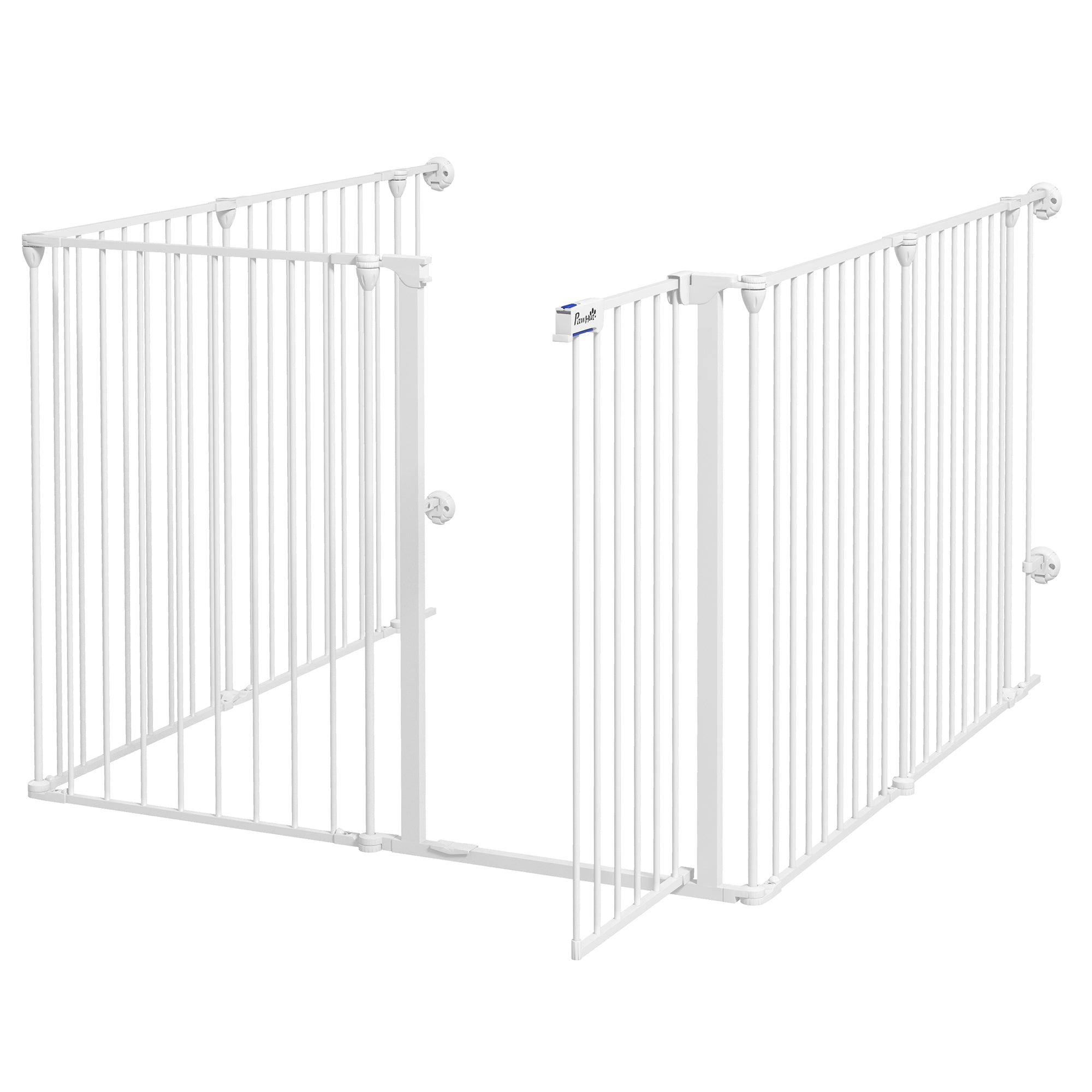 Foldable Puppy Playpen, 90 cm High, Dog Barrier, Barrier with 6 Panels, Freestanding Fireplace Guard, Enclosure for Medium-Sized Dogs, Steel, White