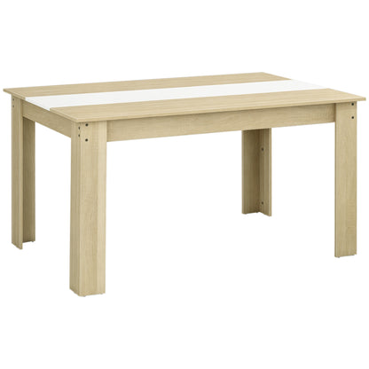 Modern Dining Table Rectangular Kitchen Table for 4-6 People Load 100 kg for Living Room 140x89.5x75 cm White and Oak
