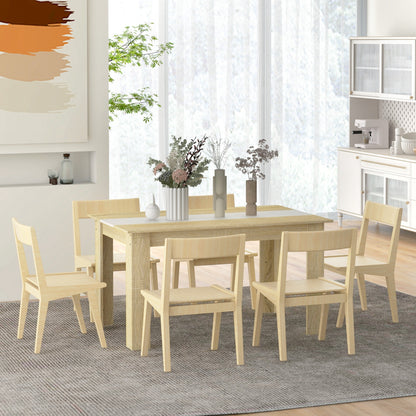 Modern Dining Table Rectangular Kitchen Table for 4-6 People Load 100 kg for Living Room 140x89.5x75 cm White and Oak