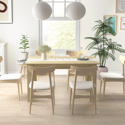 Modern Dining Table Rectangular Kitchen Table for 4-6 People Load 100 kg for Living Room 140x89.5x75 cm White and Oak