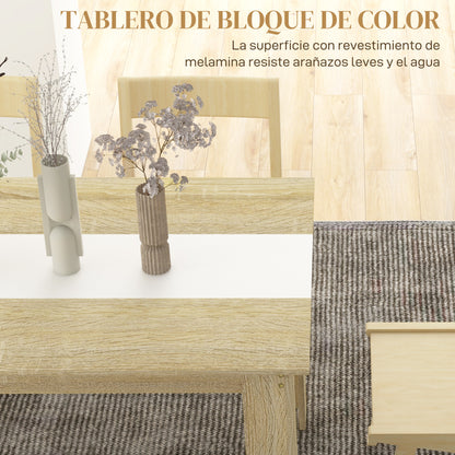 Modern Dining Table Rectangular Kitchen Table for 4-6 People Load 100 kg for Living Room 140x89.5x75 cm White and Oak