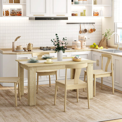 Modern Dining Table Rectangular Kitchen Table for 4-6 People Load 100 kg for Living Room 140x89.5x75 cm White and Oak