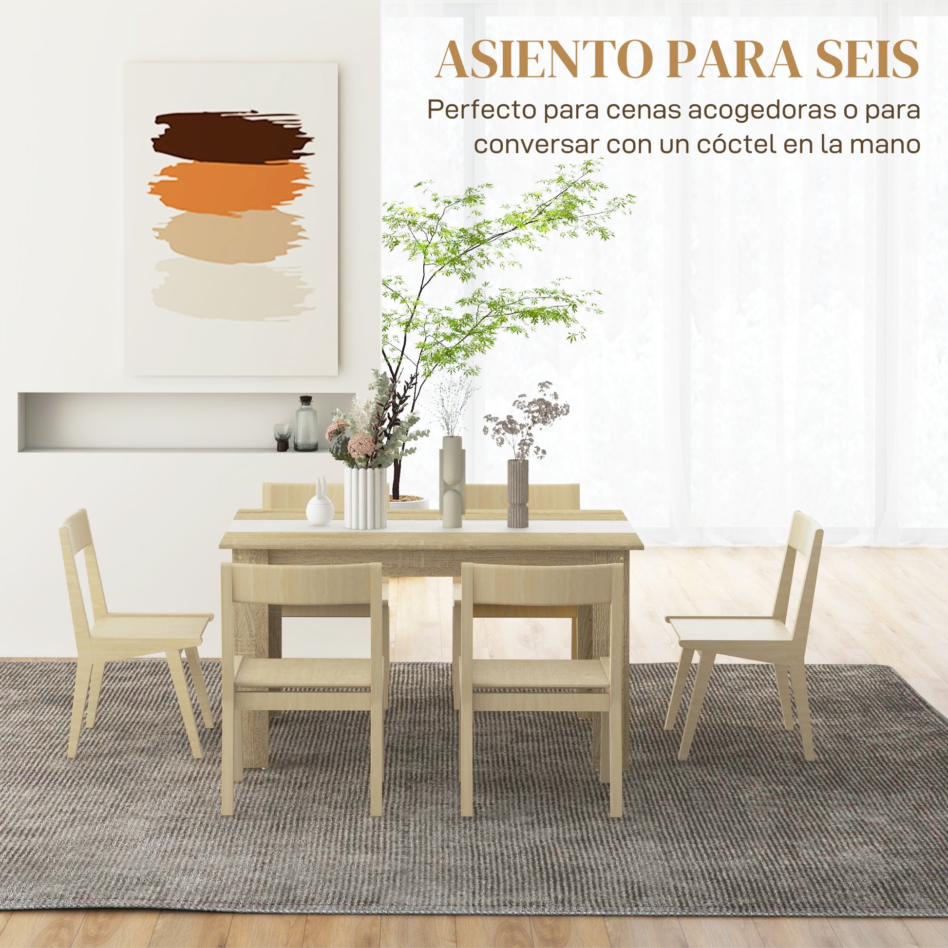 Modern Dining Table Rectangular Kitchen Table for 4-6 People Load 100 kg for Living Room 140x89.5x75 cm White and Oak