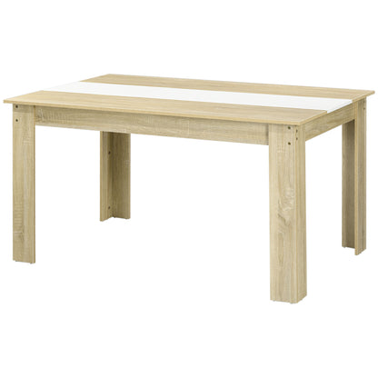 Modern Dining Table Rectangular Kitchen Table for 4-6 People Load 100 kg for Living Room 140x89.5x75 cm White and Oak