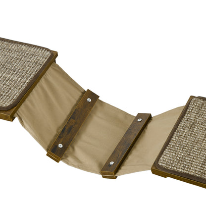 Cat Climbing Wall Set, 8-Piece Cat Furniture with Scratching Posts, Perches, Scratching Board, Cat Stairs, Sisal, Brown