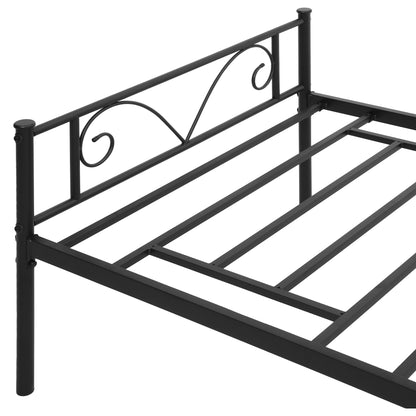 Single Metal Bed Frame 31 cm for 90x190 cm Mattress with Butterfly Shaped Headboard Bed Frame with Under-bed Storage Space 95x196x100 cm Black