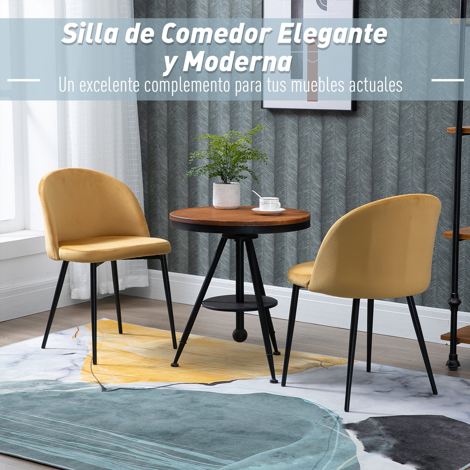 Pack of 2 Velvet Upholstered Dining Chairs Kitchen Chairs with Padded Backrest and Metal Legs 90kg Load Capacity for Living Room 49x50x77 cm Camel