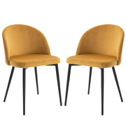 Pack of 2 Velvet Upholstered Dining Chairs Kitchen Chairs with Padded Backrest and Metal Legs 90kg Load Capacity for Living Room 49x50x77 cm Camel
