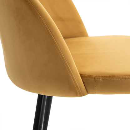 Pack of 2 Velvet Upholstered Dining Chairs Kitchen Chairs with Padded Backrest and Metal Legs 90kg Load Capacity for Living Room 49x50x77 cm Camel