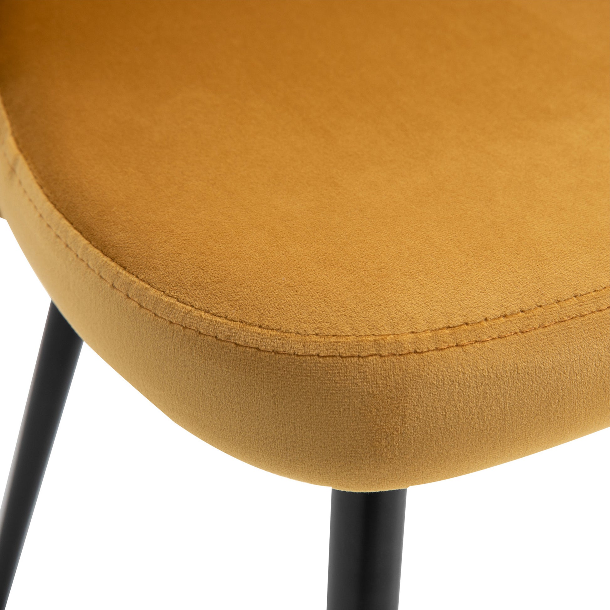 Pack of 2 Velvet Upholstered Dining Chairs Kitchen Chairs with Padded Backrest and Metal Legs 90kg Load Capacity for Living Room 49x50x77 cm Camel