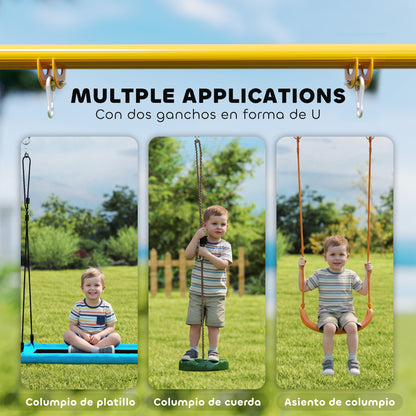 Folding Children's Swing Frame — Metal A-Frame for 1 Swing, 2 Hooks, 4 Stakes, Weather-Resistant, 110 lb Capacity, Indoor/Outdoor, 128 x 155 x 157 cm (50.4 x 61.0 x 61.8 in), Blue