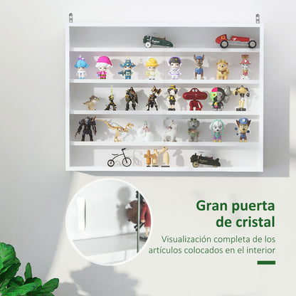 Display Cabinet Wall Mounted Display Case with Adjustable Shelves and 2 Sliding Glass Doors for Collections Perfumes Decorative Figurines 80x9.5x60 cm White