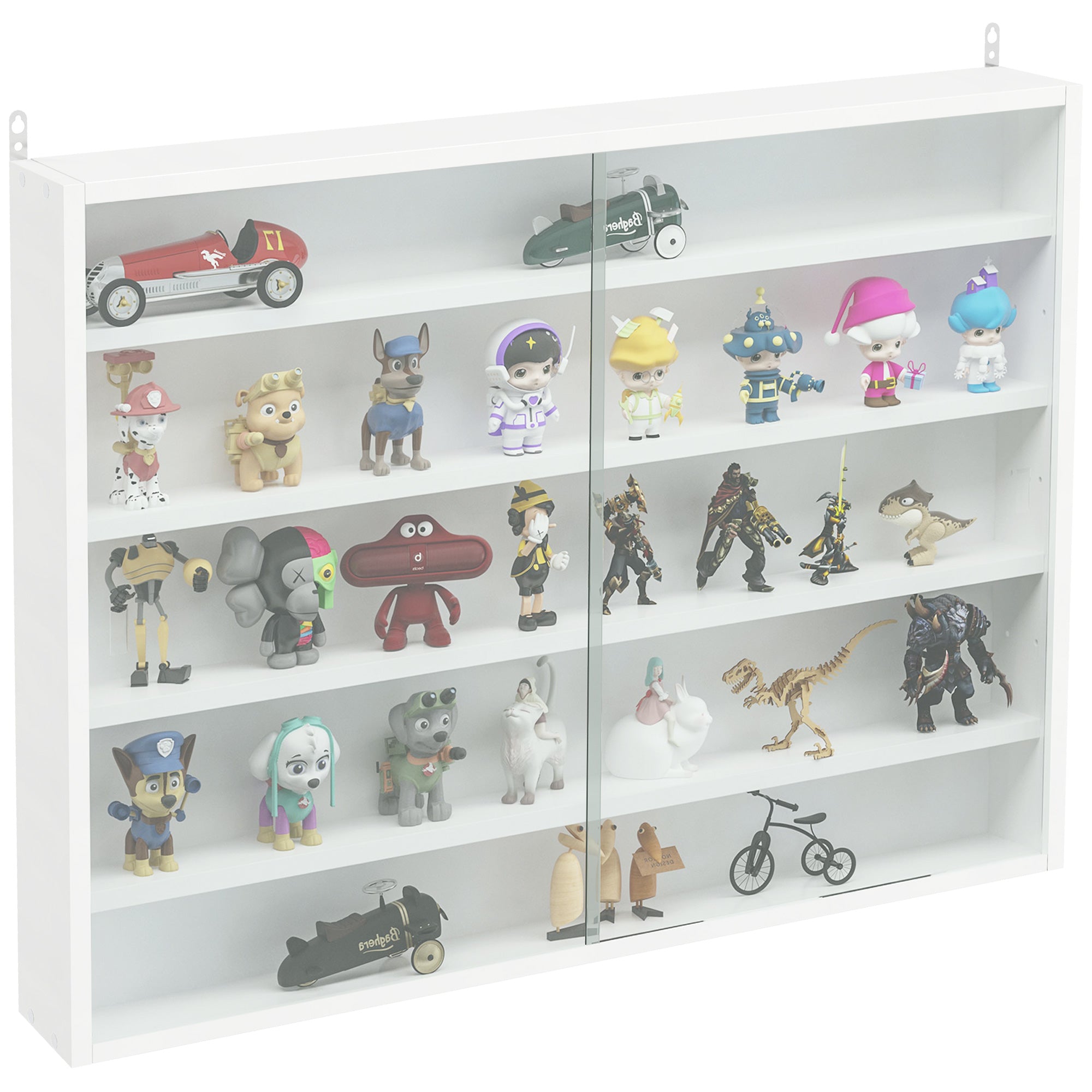 Display Cabinet Wall Mounted Display Case with Adjustable Shelves and 2 Sliding Glass Doors for Collections Perfumes Decorative Figurines 80x9.5x60 cm White