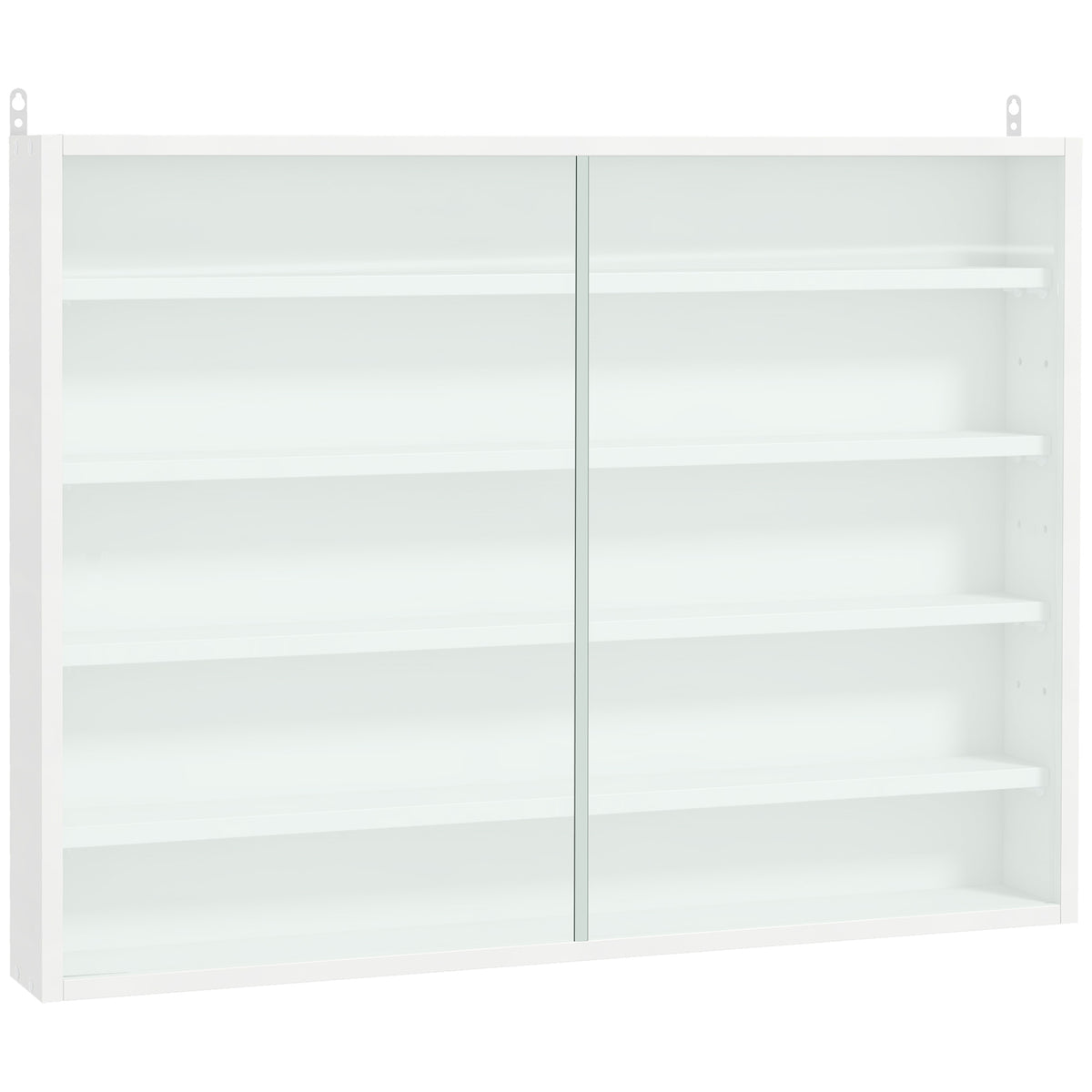 Display Cabinet Wall Mounted Display Case with Adjustable Shelves and 2 Sliding Glass Doors for Collections Perfumes Decorative Figurines 80x9.5x60 cm White